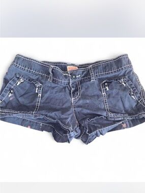 Mossimo Supply Co. Dark Blue Denim Low-Rise Jean Shorts